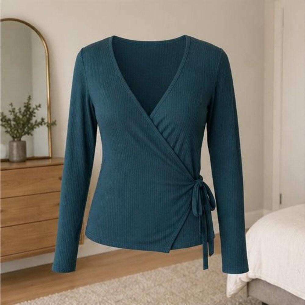 Teal Ruffle Blouse